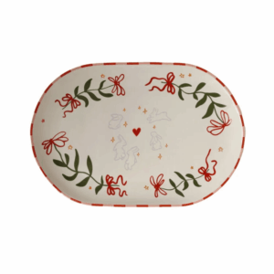 Ovale Schaal Flowers and Rabbits